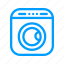 automatic, washing, machine, laundry, electronic, blue, cleaning, clothes, spin