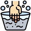 bucket, gestures, hand, hands, soap, wash, water