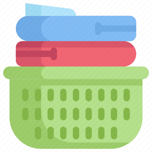 Basket, cleaning, folded clothes, garment, hygiene, laundry, washing icon - Download on Iconfinder