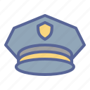 cap, military, officer, police 