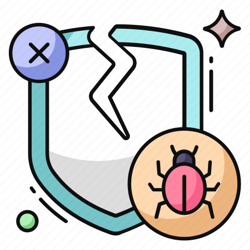 Broken shield, cracked shield, security hacking, safety hacking, cybercrime icon - Download on Iconfinder