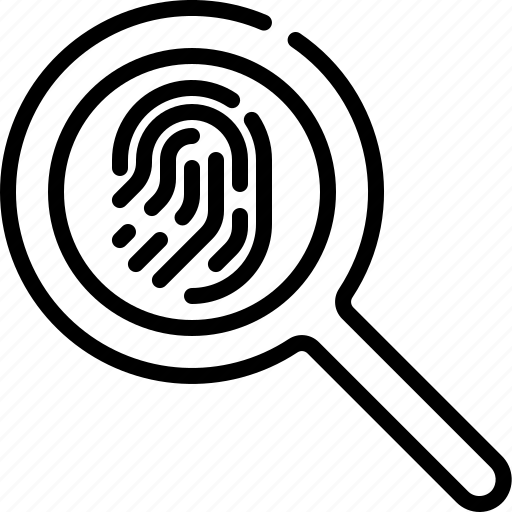 Crime, criminal, fingerprint, justice, law, magnifying glass, security icon - Download on Iconfinder