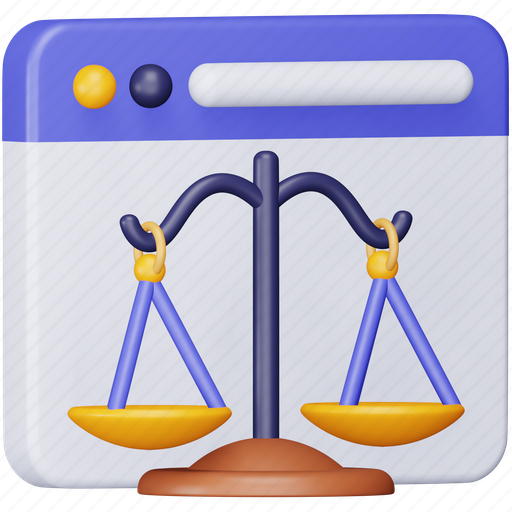 Digital, law, justice, balance, legal, online, web 3D illustration - Download on Iconfinder