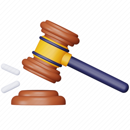 Hammer, law, justice, order, court, crime, lawyer 3D illustration - Download on Iconfinder