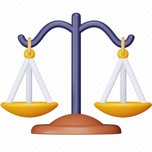 Justice, law, scale, balance, court, legal, weight 3D illustration - Download on Iconfinder