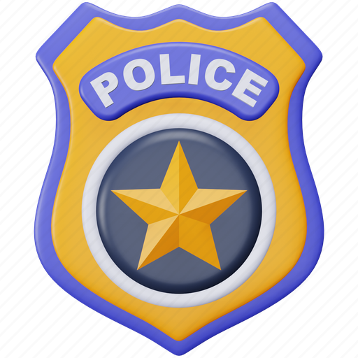 Police, badge, law, justice, sheriff, shield, force 3D illustration - Download on Iconfinder