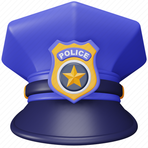 Police, cap, law, justice, officer, captain, hat 3D illustration - Download on Iconfinder