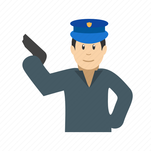 Armed, crime, gun, holding, law, officer, police icon - Download on Iconfinder