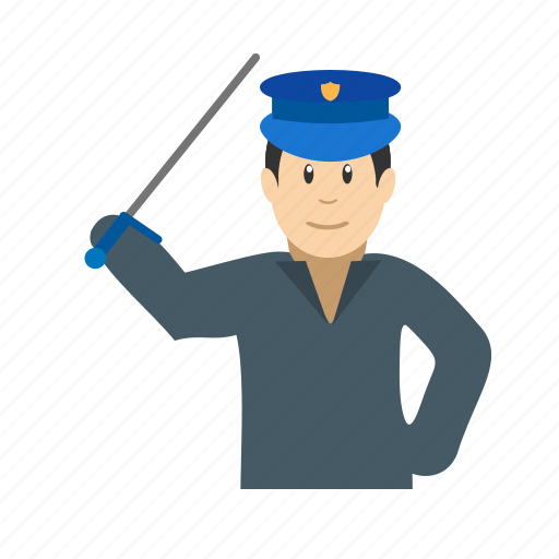 Armed, crime, holding, law, officer, police, stick icon - Download on Iconfinder