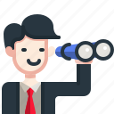 binoculars, leader, perspective, businessman, avatar