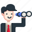 binoculars, leader, perspective, businessman, avatar 