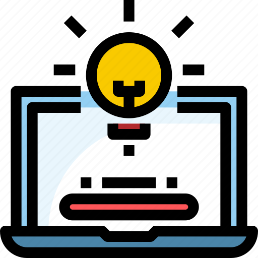 Bulb, education, idea, knowledge, laptop, online, technology icon - Download on Iconfinder