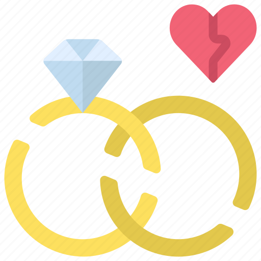 Divorce, broken, marriage, rings icon - Download on Iconfinder