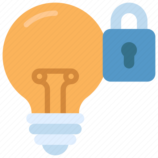 Intellectual, property, idea, lock, locked, light, bulb icon - Download on Iconfinder