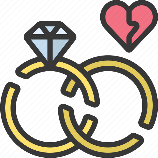 Divorce, broken, marriage, rings icon - Download on Iconfinder