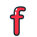 f, letter, lowercase, red