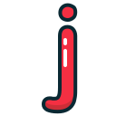 j, letter, lowercase, red