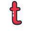 letter, lowercase, red, t 