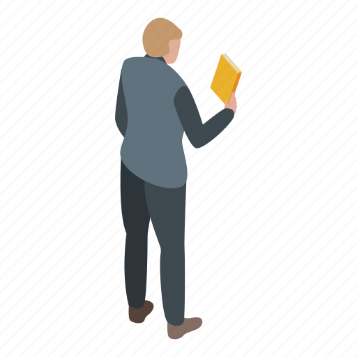Book, cartoon, isometric, library, man, silhouette, take icon - Download on Iconfinder