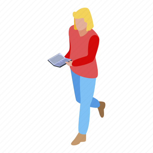 Cartoon, fashion, girl, isometric, library, university, woman icon - Download on Iconfinder