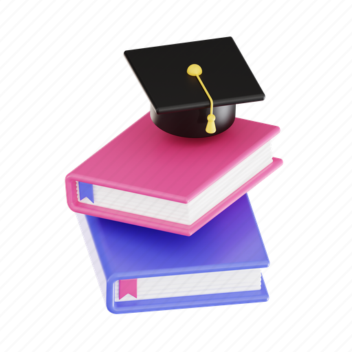 Graduation study, education, book, study, learning, graduation, knowledge 3D illustration - Download on Iconfinder