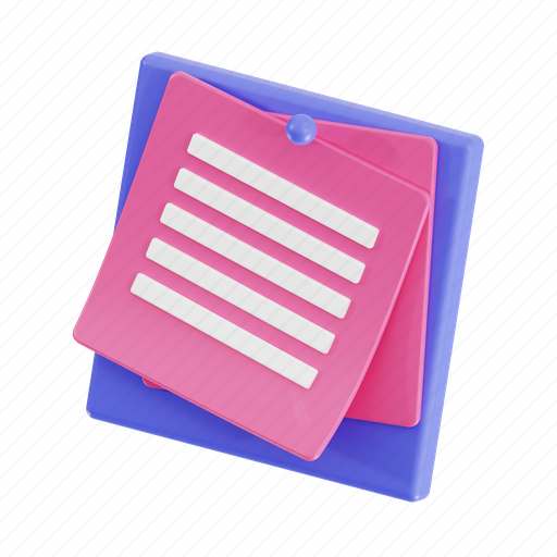 Notes, paper, document, file, list, note, notebook 3D illustration - Download on Iconfinder