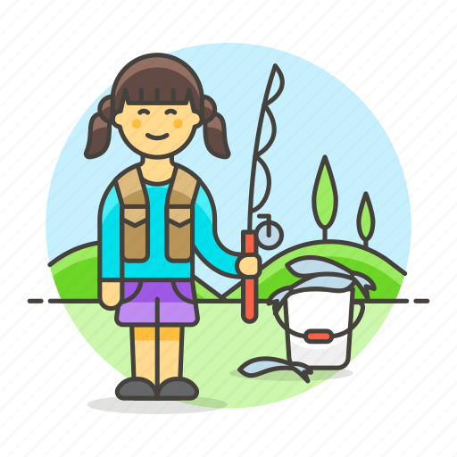 Sport, female, trip, fisherman, lifestyle, fishing, bucket icon - Download on Iconfinder