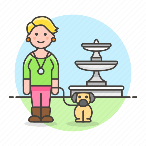 Pet, lover, lifestyle, fountain, dog, park, female icon - Download on Iconfinder