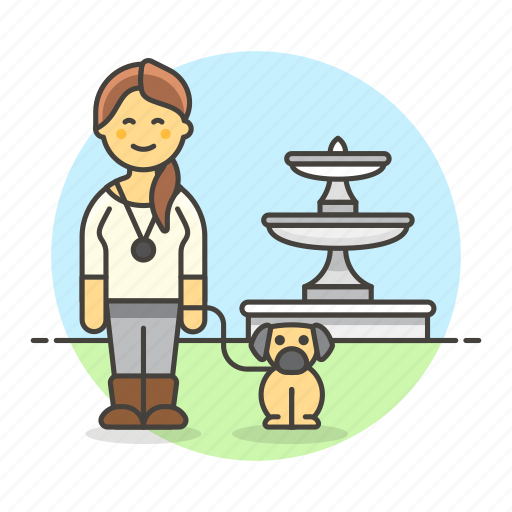 Female, lifestyle, lover, fountain, park, dog, pet icon - Download on Iconfinder