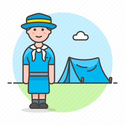 Camp, camping, explorer, female, field, lifestyle, necker icon - Download on Iconfinder