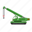 car, crane, excavator, green, person 