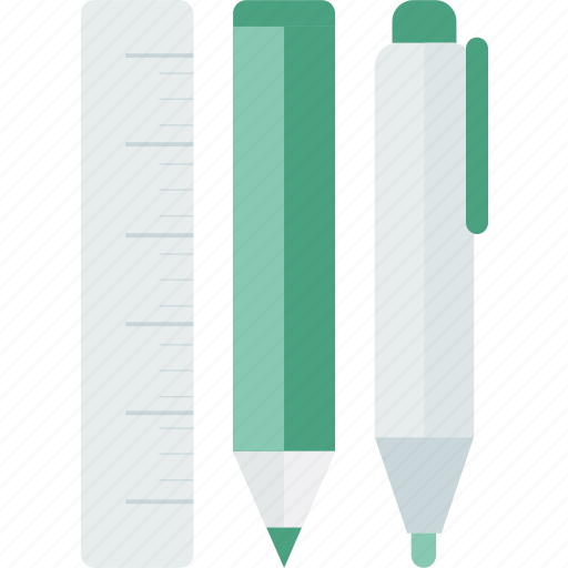 Material, pen, pencil, ruler, school, tool, writing icon - Download on Iconfinder