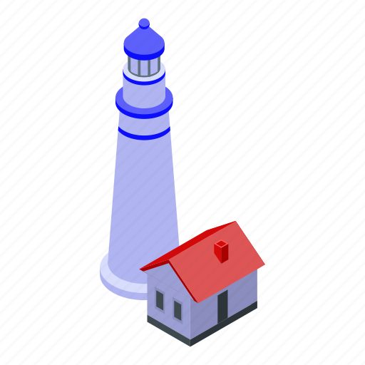 Beach, cartoon, home, isometric, lighthouse, near, tree icon - Download on Iconfinder