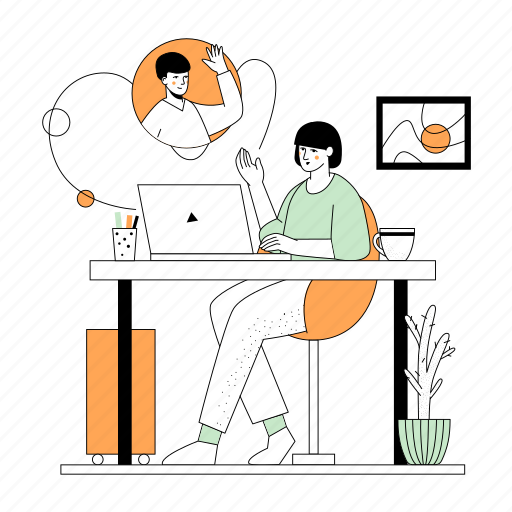 Video, chat, home, office, laptop, communication illustration - Download on Iconfinder
