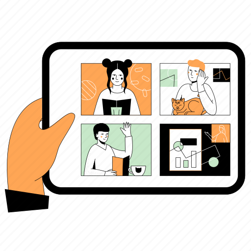 Online, video, chat, tablet, people illustration - Download on Iconfinder