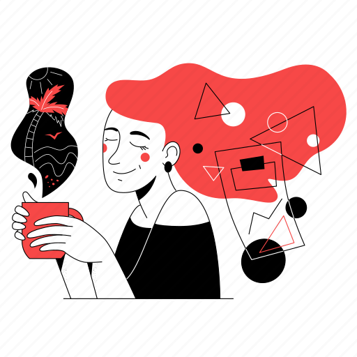 Coffee, break, girl, dream, rest illustration - Download on Iconfinder