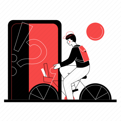Question, smartphone, bicycle, man illustration - Download on Iconfinder