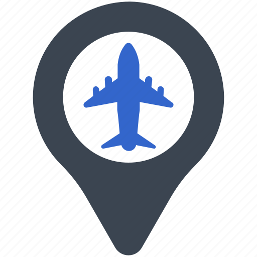 Pin, plane, travel, location, airplane, air port icon - Download on Iconfinder