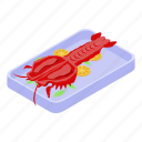 cartoon, delicacy, food, isometric, lobster, logo, nature