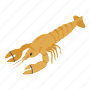 cartoon, cooked, isometric, lobster, logo, silhouette, water