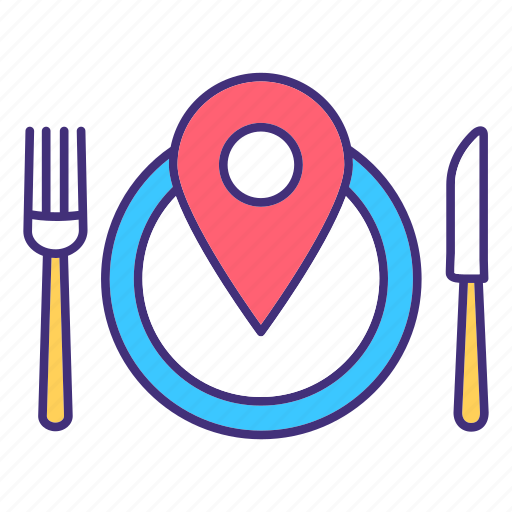 Gps point, restaurant, dish, gastronomy icon - Download on Iconfinder