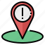 alert, emergency, location, map, point, pin 