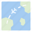 airway, land, map, plane, route 