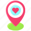 pin, location, map, position, heart 