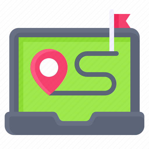 Pin, location, map, position, laptop, route icon - Download on Iconfinder