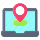 pin, location, map, position, laptop