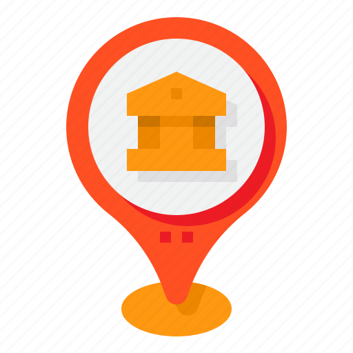 Bank, map, navigation, pin, location icon - Download on Iconfinder