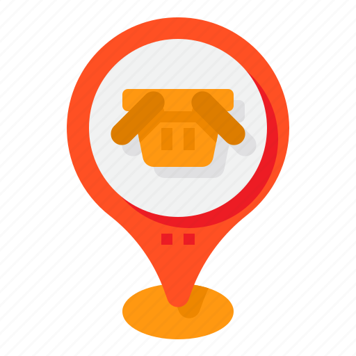 Basket, shopping, supermarket, pin, location icon - Download on Iconfinder