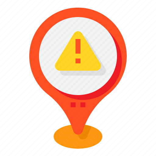 Danger, warning, map, pin, location icon - Download on Iconfinder