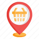 basket, navigation, maps, location, placeholder, pin, shopping, cart, shop